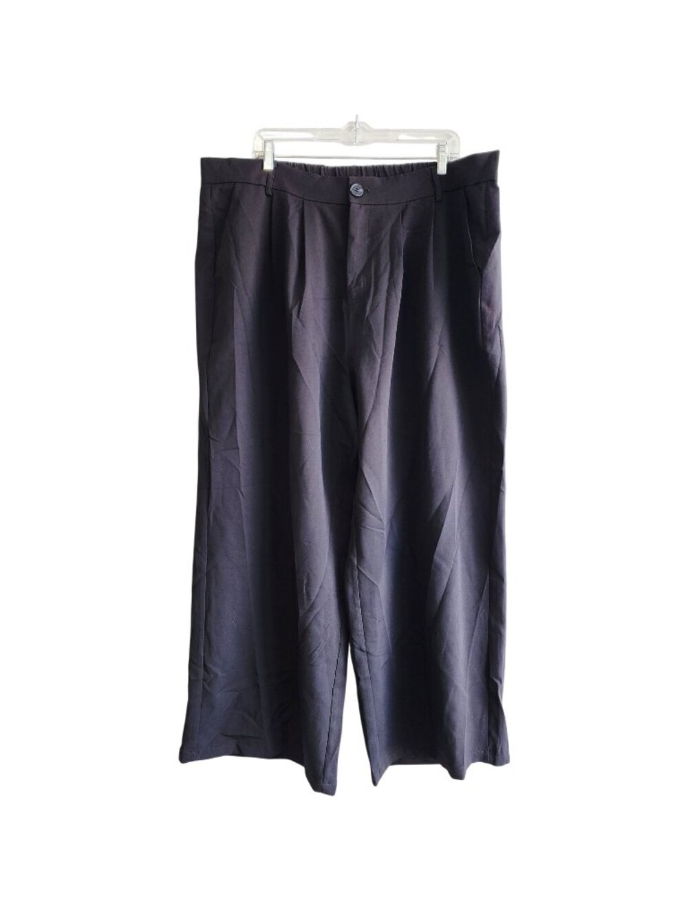 Plus Size Black Womens Wide-Leg Elastic-Waist Pants Size 3X